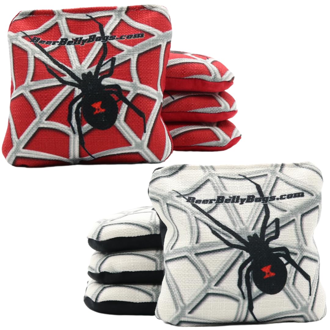 Competitive Cornhole Game Set - 8 Double-Sided Resin-Filled Bags (Sticky & Slick Sides) with Basketweave Design - Perfect for Backyard Parties, Tailgating & Outdoor Games