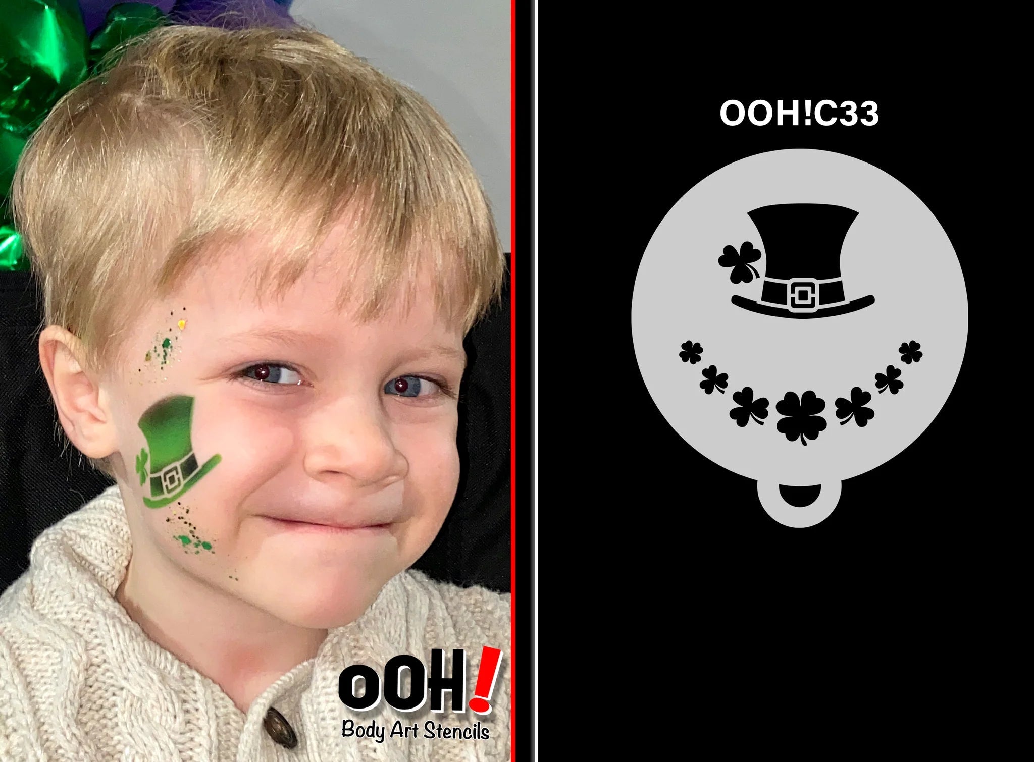 Ooh! Body Art St. Patrick's Day Flip Face Paint Stencil (C33) - Perfect for Halloween, Cosplay & Festival Makeup