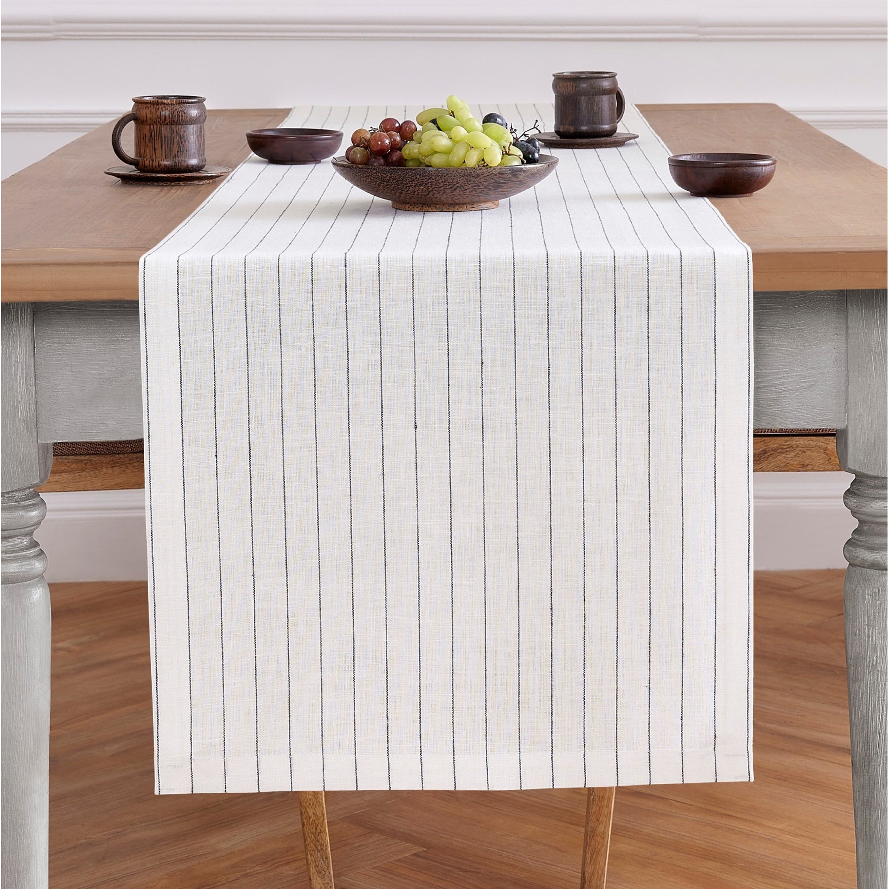 Elegant Pinstripe Table Runner - 16 Inch & 18 Inch Wide Options for Dining Table Decor | Perfect for Weddings, Parties & Holiday Tablescapes