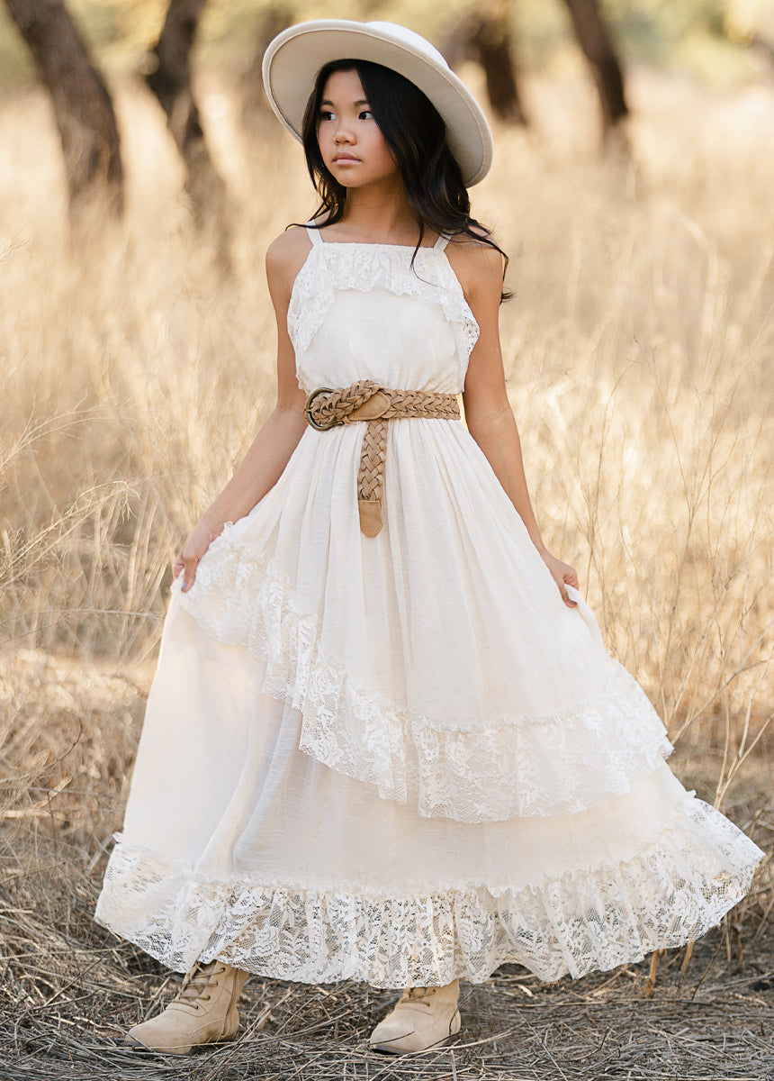 Cream Siti Dress for Women - Elegant Flowy Maxi Dress for Summer, Beach, Wedding & Special Occasions