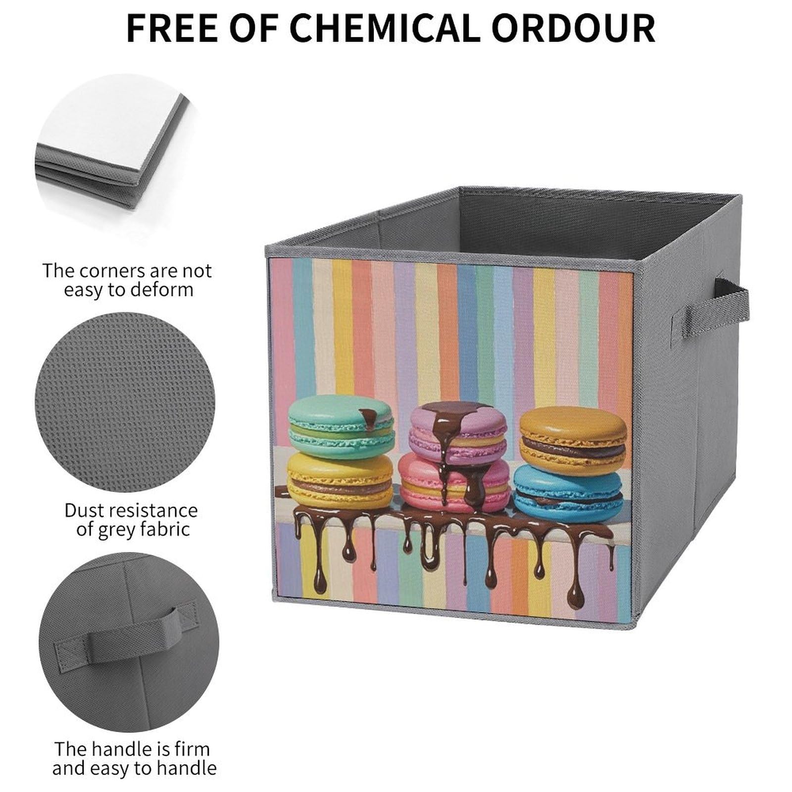 6-Piece Foldable Storage Bins Set - Large Capacity Macaron Art Printed Storage Boxes with Handles for Home, Office & Playroom Organization | Perfect for Toys, Books & Closet Storage