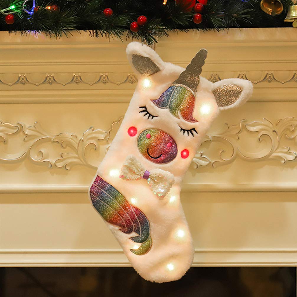 LED Light Sparkly Sequins Christmas Stockings - Festive Holiday Decor for Fireplace, Tree & Home Decoration