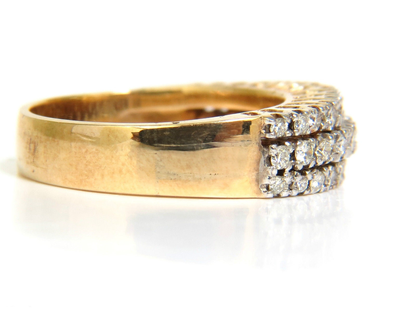 1.23CT Diamond Band Ring - 14KT Gold H/VS Quality Classic 3 Rows Wedding Ring for Women, Anniversary Gift, Bridal Jewelry, Everyday Elegance