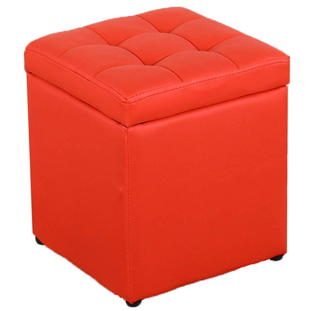 GTYT Square Leather Storage Stool with Removable Cover - Solid Wood Footrest, Shoe Bench for Living Room, Bedroom & Home Decor - Perfect for Relaxing, Changing Shoes & Extra Seating