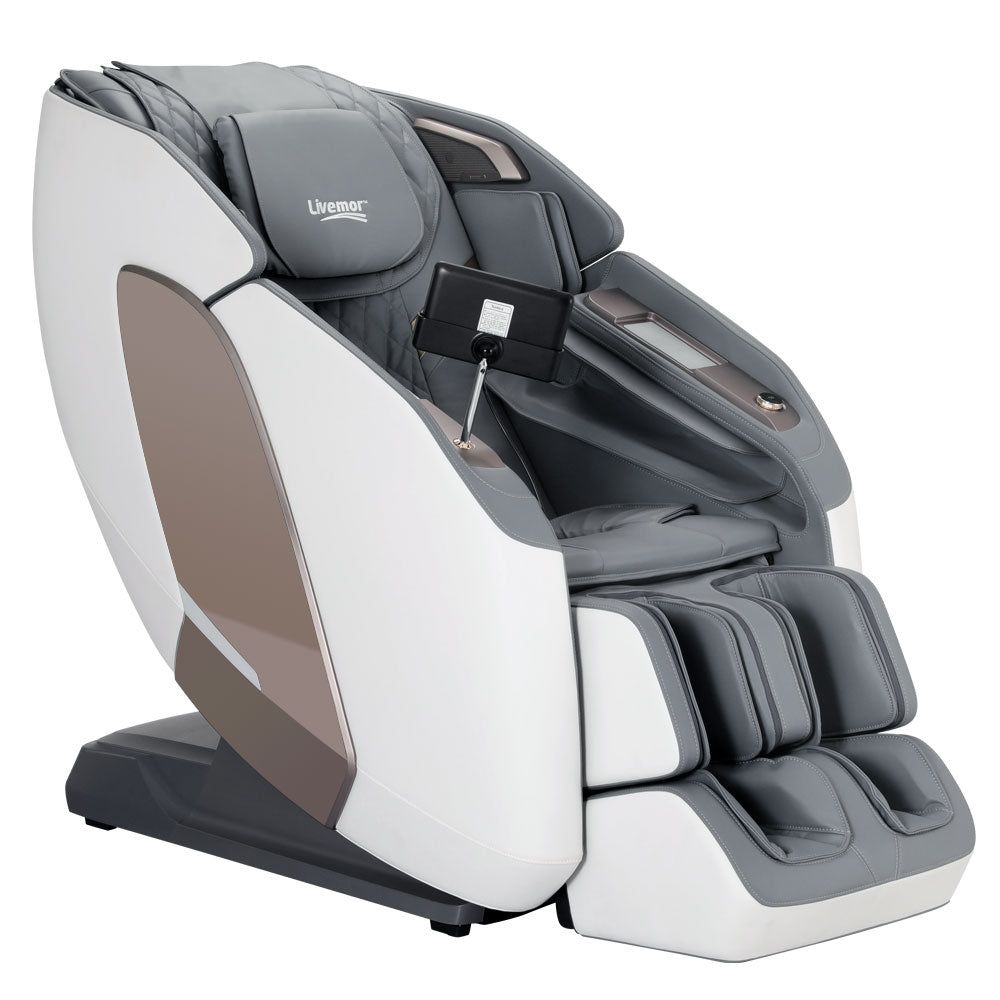 Livemor 4D Massage Chair with Double Core Mechanism - Full Body Electric Recliner in Melisa White | Perfect for Home, Office & Relaxation Therapy