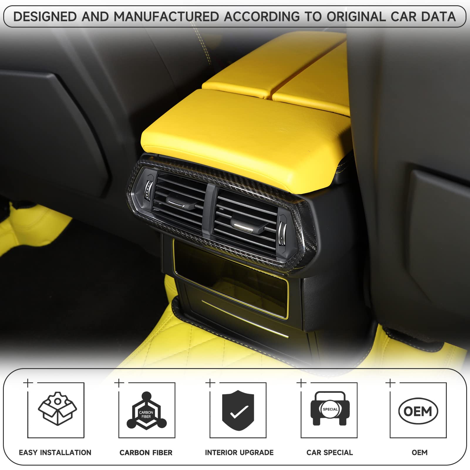 Lamborghini Urus 2018-2024 Rear Seat AC Vent Cover - Carbon Fiber Air Vent Outlet Frame Trim | Premium Car Interior Accessories | Perfect for Luxury SUV Customization & Interior Upgrades