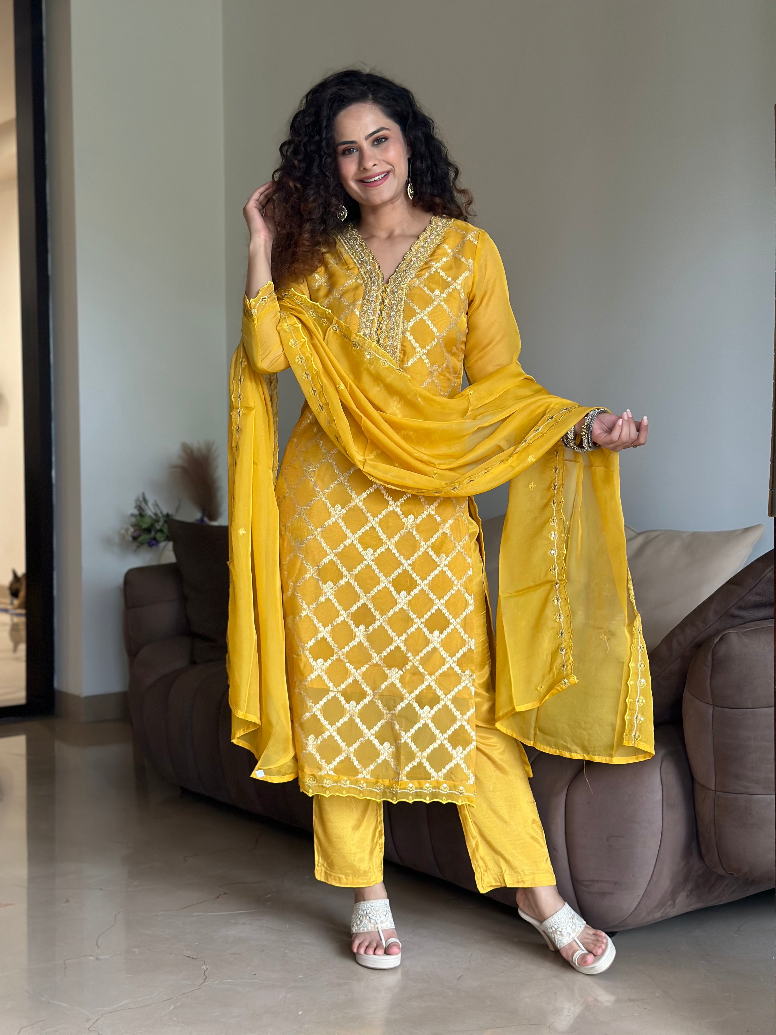 Stylish Bright Yellow Kurta Suit Set for Women | Traditional Indian Ethnic Outfit | Perfect for Festivals, Weddings & Special Occasions