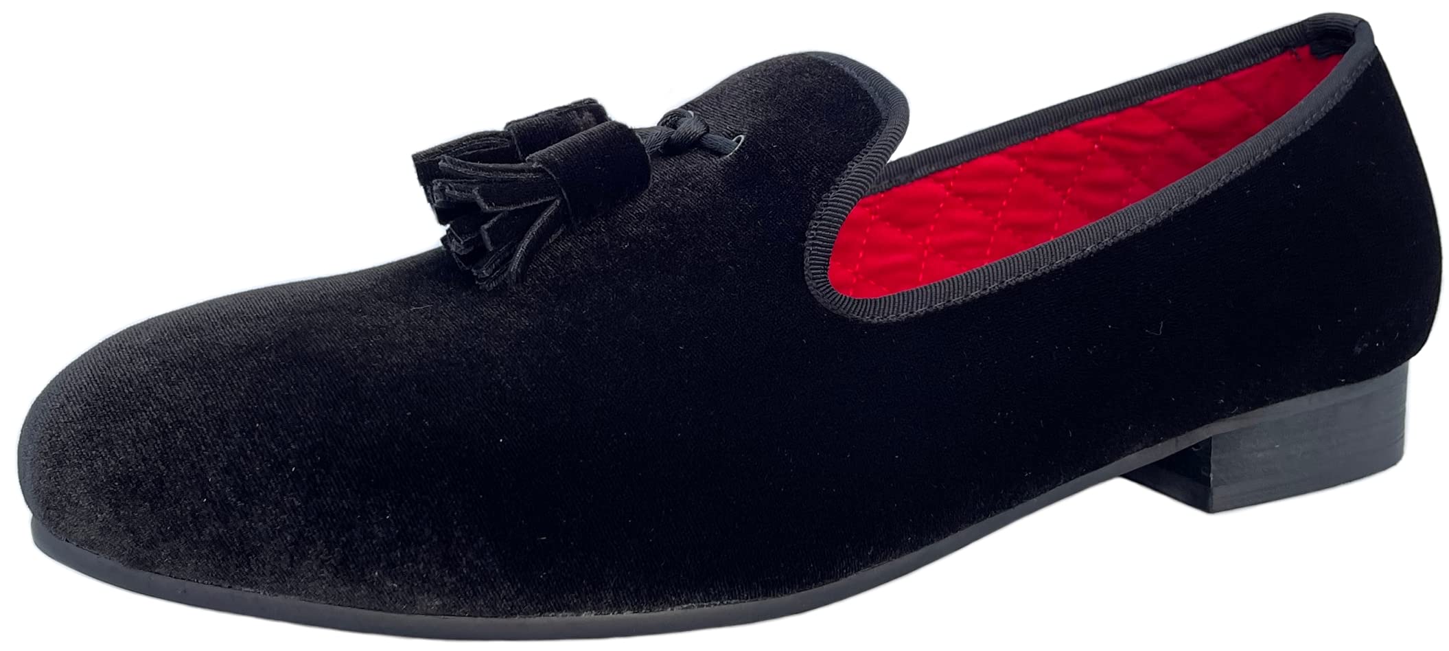 Justar Men's Velvet Tassel Loafers - Formal Dress Shoes for Prom & Smoking Slippers - Comfortable Slip-On Flats for Weddings, Parties & Evening Events
