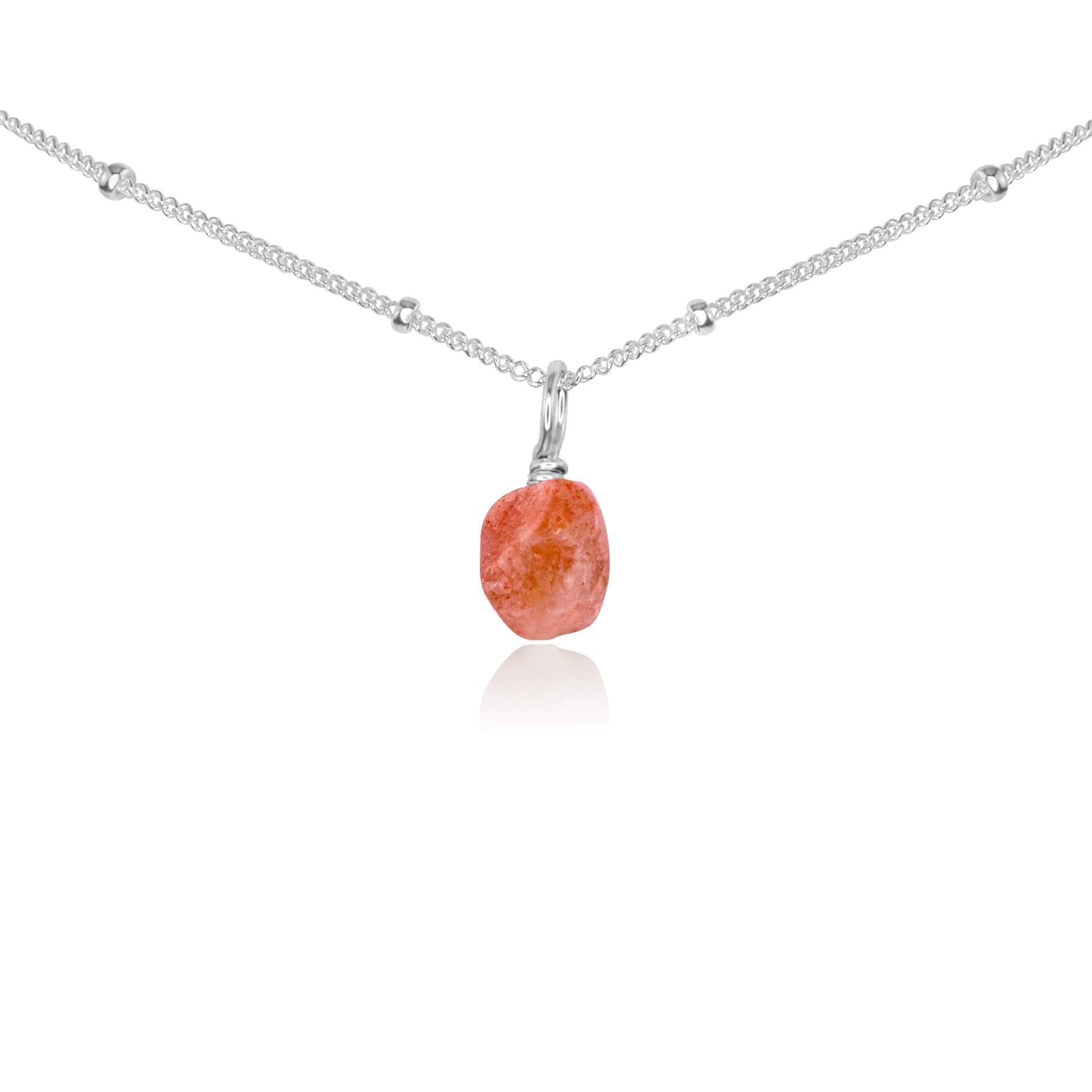 Natural Tiny Rough Sunstone Gemstone Pendant Choker Necklace for Women - Boho Crystal Healing Jewelry for Energy Balance & Spiritual Protection | Perfect for Yoga, Meditation & Everyday Wear