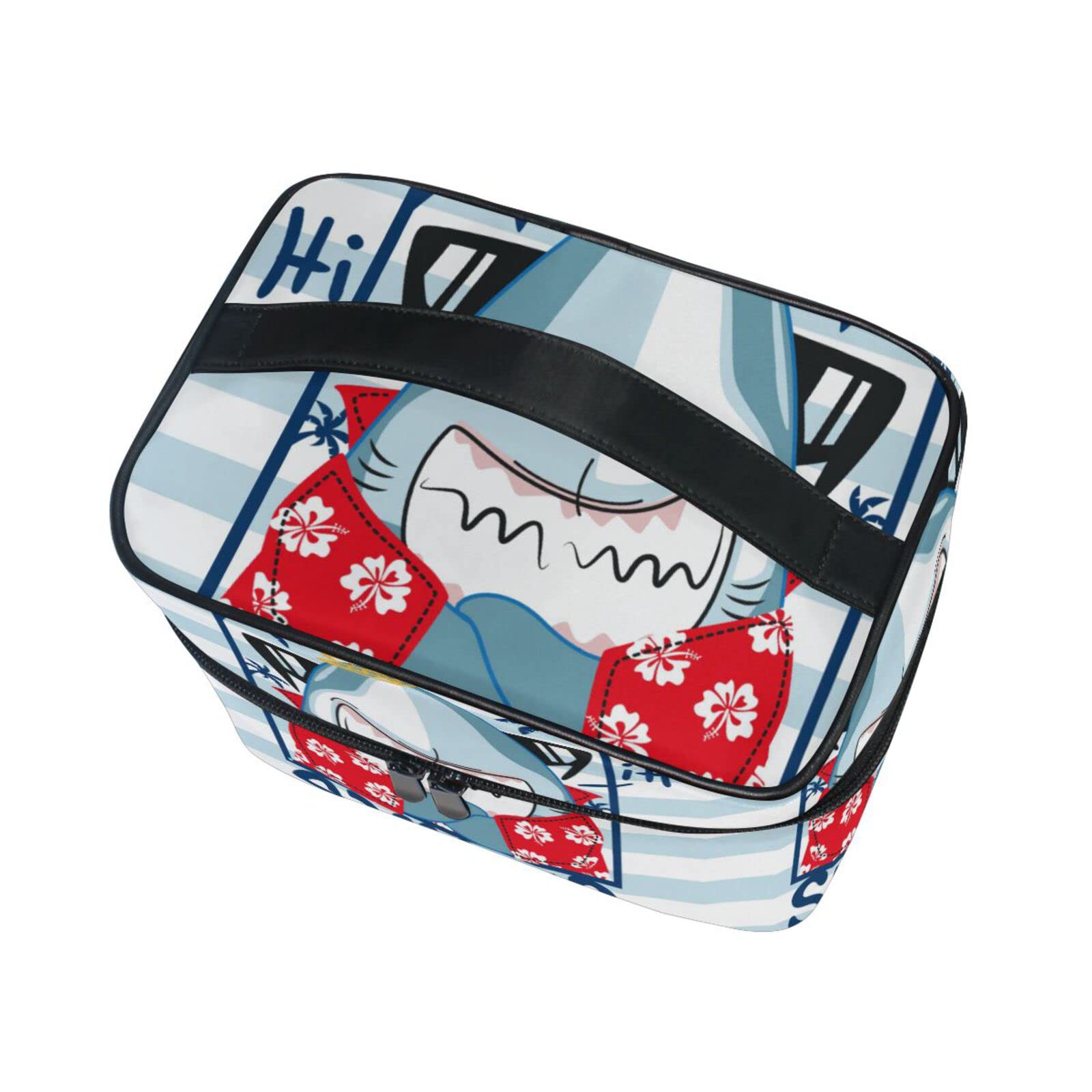 Cute Shark Cosmetic Bag - Waterproof Makeup Pouch & Toiletry Organizer for Women & Girls | Travel, Gym, Beach Essentials Storage | Summer Cool Zippered Case