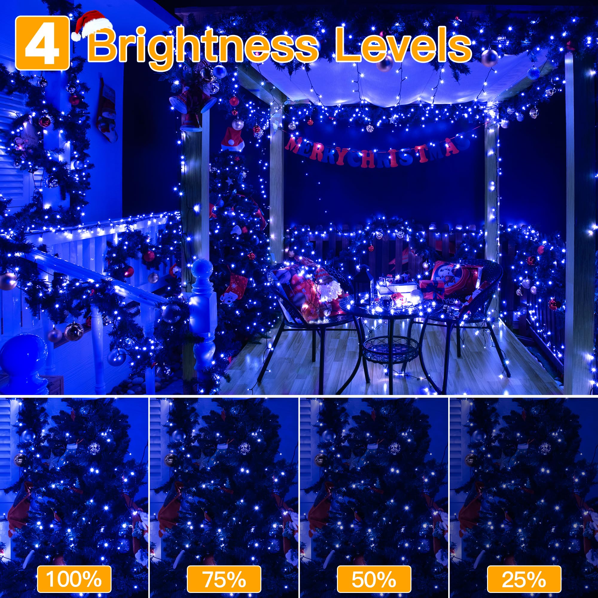 Ollny 400LED 132FT Christmas Tree Lights with Remote & Timer - 8 Lighting Modes, Waterproof Outdoor/Indoor Holiday Decor for Xmas, Halloween, Parties, and Home Decoration