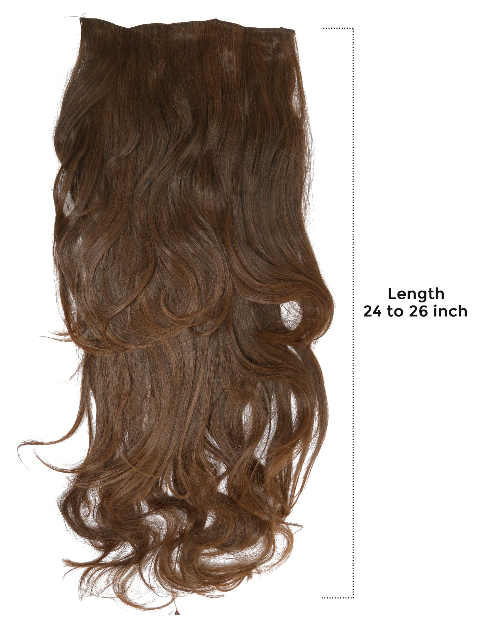 FLUSHIA 24-26 Inches Synthetic Hair Extensions & Wigs for Women - Dark Brown Straight & Curly Step Cut Clip-in Extensions with 5 Clips | Natural Looking No Shine Synthetic Hair for Daily Wear, Parties & Cosplay