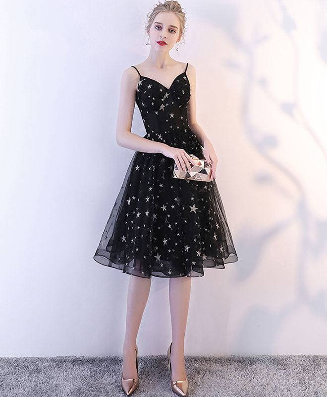Elegant Black V-Neck Tulle Short Prom Dress for Women - Perfect for Homecoming, Cocktail Parties & Special Occasions