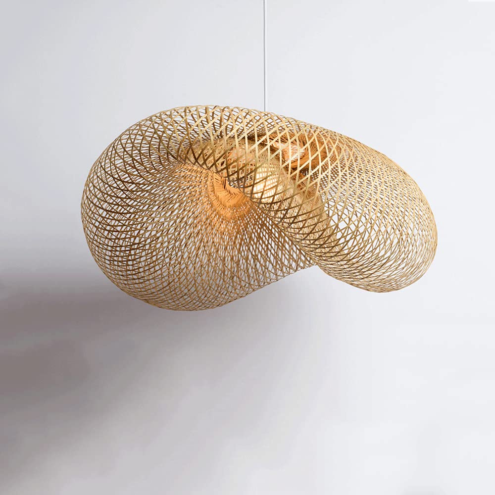 Nordic Retro Straw Hat Bamboo Woven Ceiling Pendant Light - Adjustable Height Handcrafted Rattan Chandelier for Living Room, Bedroom, Dining Room & Corridor - Perfect for Boho, Farmhouse & Coastal Home Decor