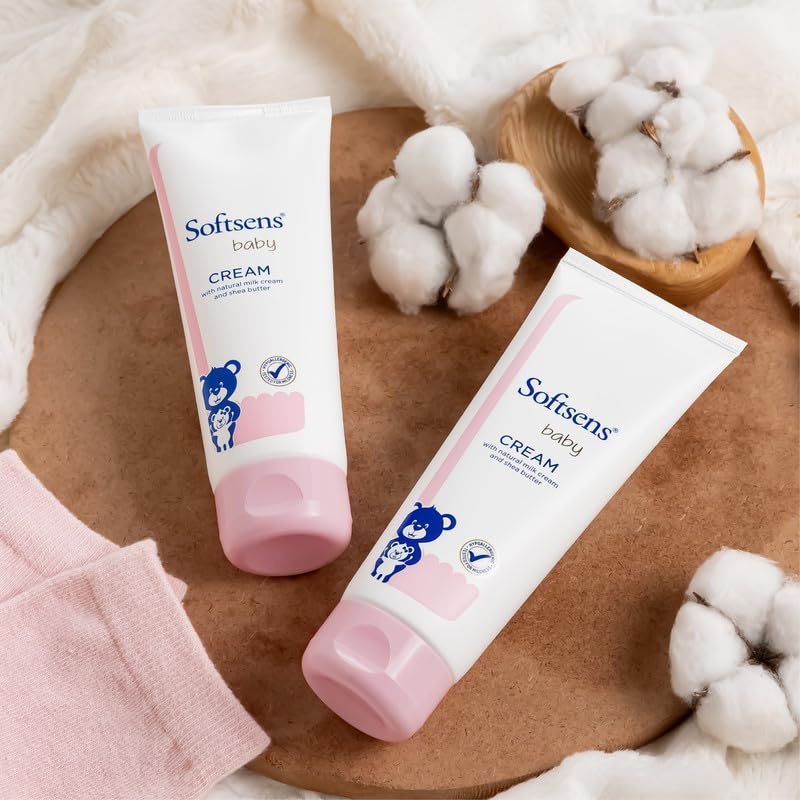 Softsens Baby Rich Moisturizing Cream - Natural Milk Cream & Shea Butter for Dry Skin | Hypoallergenic, Paraben-Free, Dermatologist Tested | 100g (Pack of 2) | Perfect for Daily Baby Care & Eczema Relief