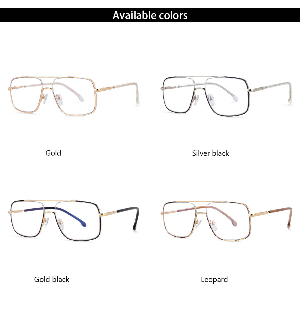 CCspace Unisex Full Rim Square Alloy Double Bridge Frame Eyeglasses 54240 - Stylish & Durable Eyewear for Men & Women | Perfect for Work, Reading & Fashion Accessories