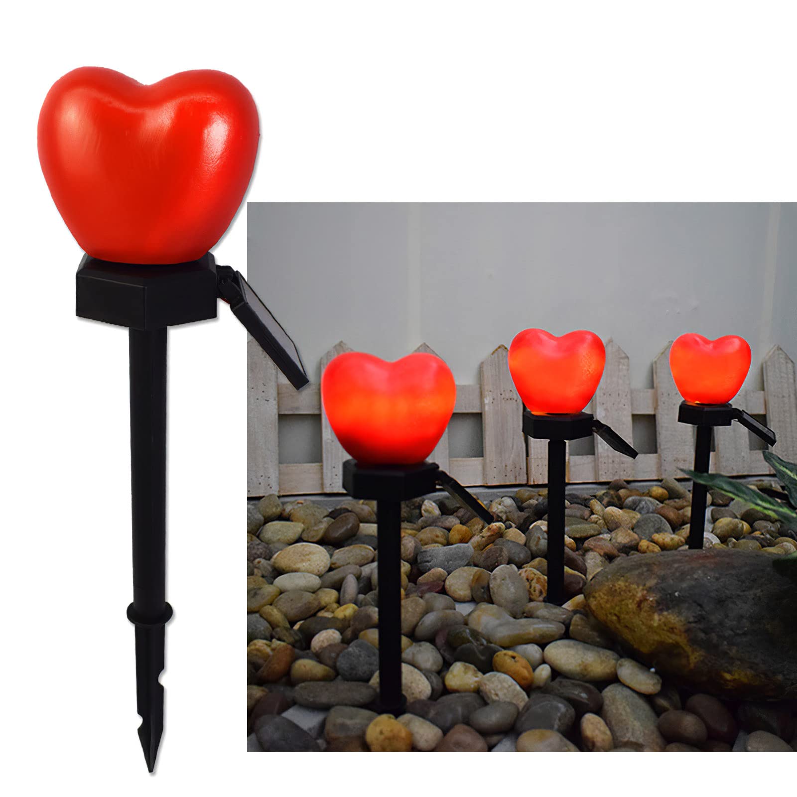 SS SUNSBELL 4PCS Solar Spot Lights Outdoor - 0.7W Heart-Shaped LED Garden Lights with Auto Light Sensor & IP55 Waterproof - Perfect for Yard, Porch, Pathway, Lawn Decoration & Romantic Ambience
