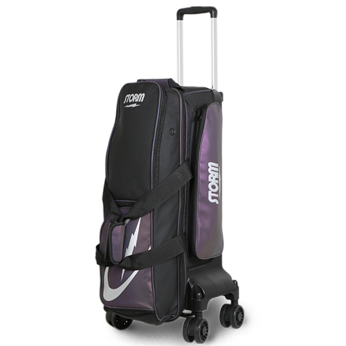 Storm Rolling Thunder Signature 3 Ball Triple Roller Bowling Bag - 4 Wheel Edition in Black/Opal | Perfect for League Play, Tournaments & Pro Shops | Durable Bowling Gear for Serious Bowlers
