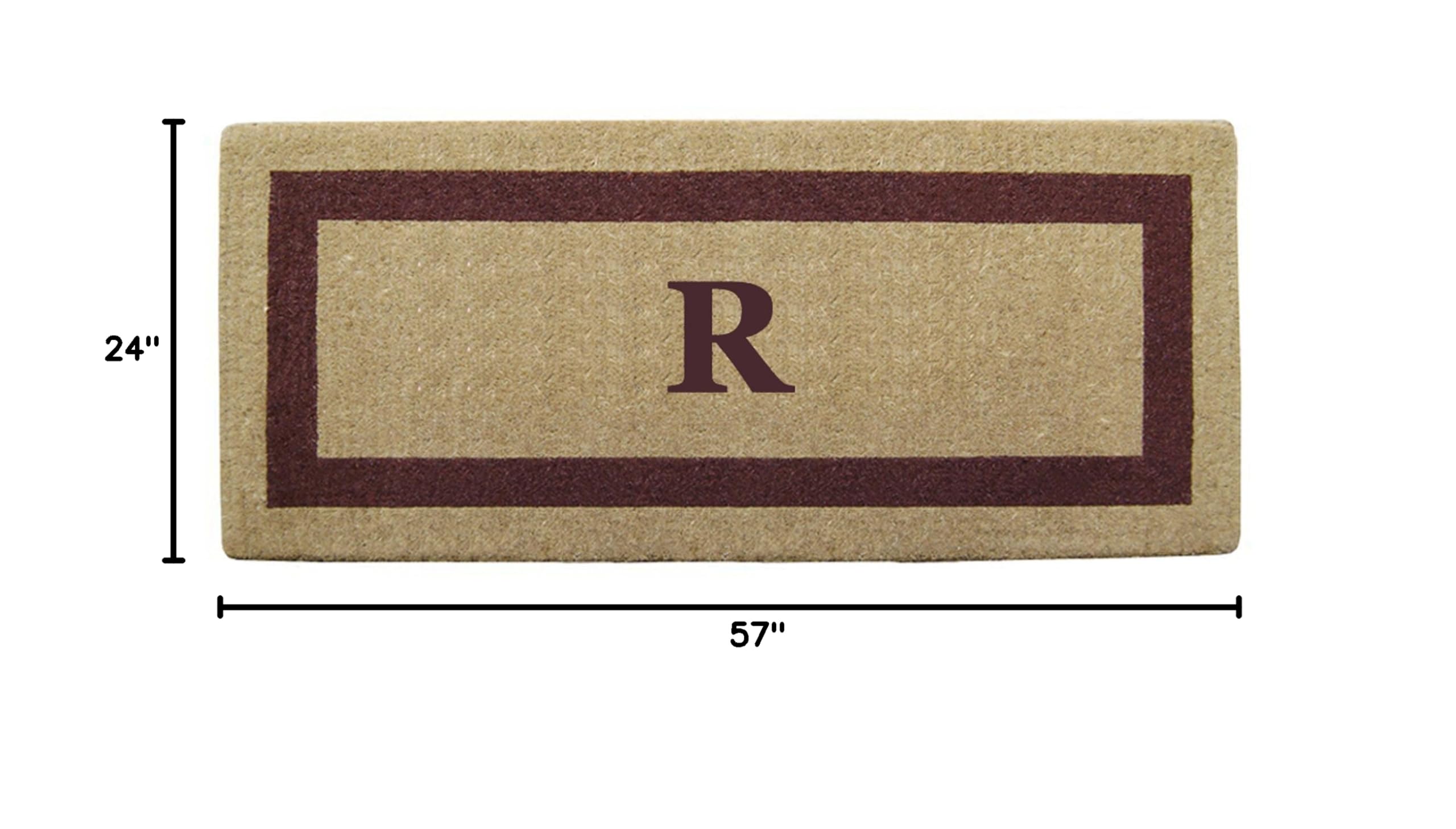 Personalized Monogram Coir Door Mat - Heavy Duty Natural Coco Fiber Welcome Mat with Single Picture Frame Design | Durable Handcrafted Outdoor Rug | Eco-Friendly Brown 24