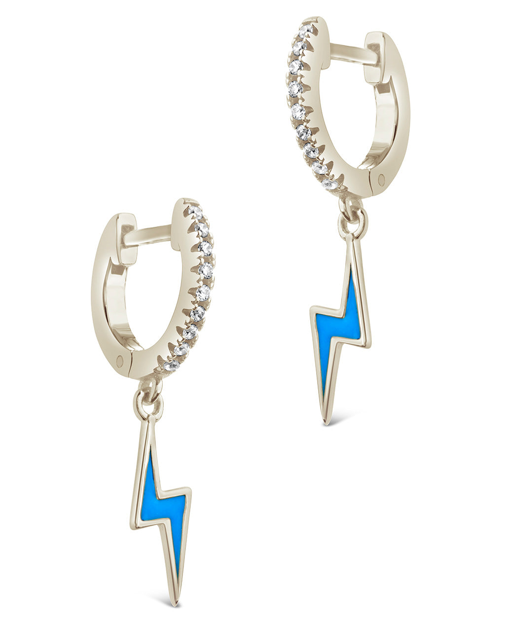 Stylish Lightning Bolt Charm Hoop Earrings for Women - Sterling Silver Dangle Earrings - Perfect for Everyday Wear, Parties & Gifts