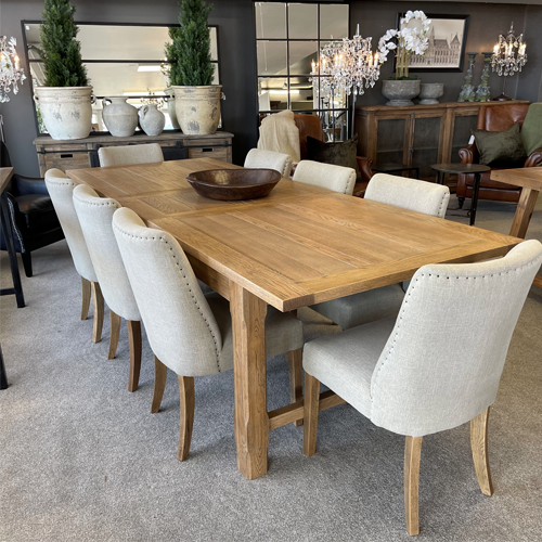 Hartley Extension Dining Table with Crossbar - 2.1m, 2.6m, 3.1m Extendable Size - Solid Wood Dining Table for Large Families - Perfect for Dining Room, Kitchen, and Entertaining Guests