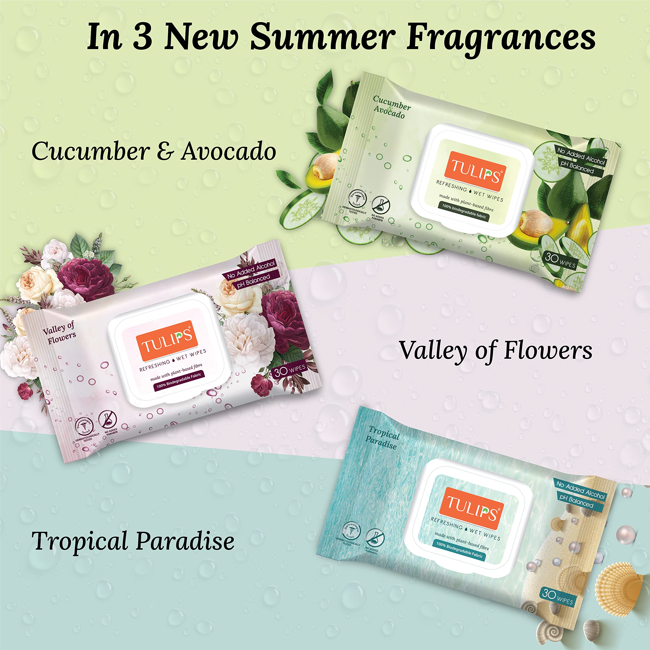 Biodegradable Makeup Remover Wipes - Cucumber & Avocado Scented Facial Cleansing Wipes for Daily Skincare, Gentle & Refreshing, 3-Pack | Perfect for Travel, Gym & On-the-Go Use