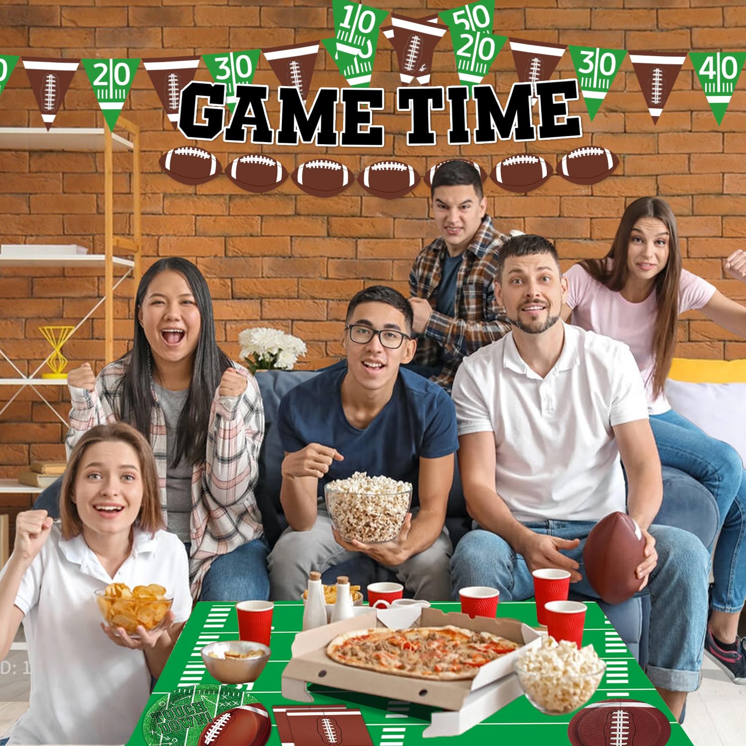 Football Party Supplies Kit - 24-Piece Decorations Set with Plates, Napkins, Cups & Tablecloth for Football Birthday, Tailgate & Game Day Parties - Perfect for Sports Themed Events & Home Decor