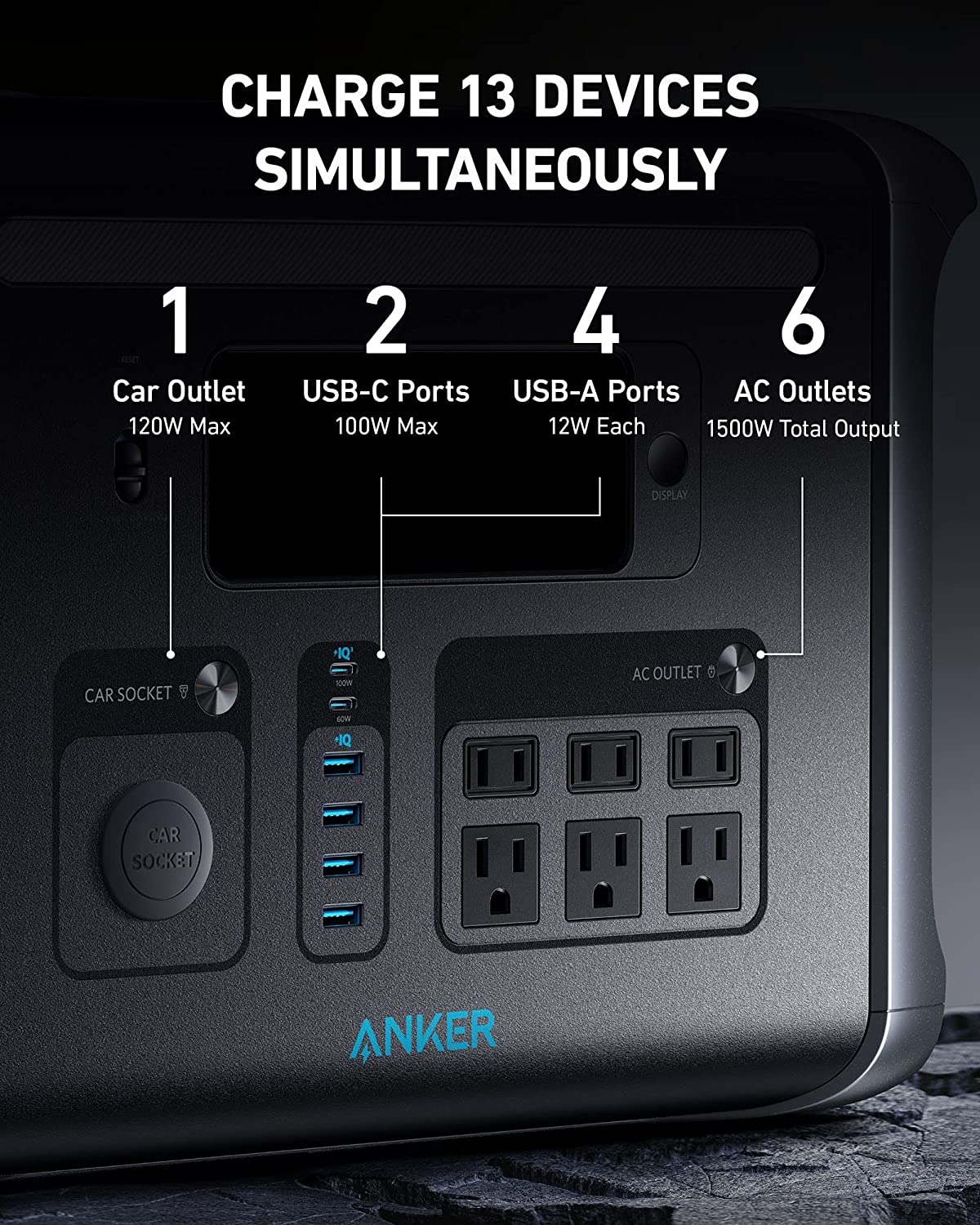 Anker 757 PowerHouse Portable Power Station 1229Wh 1500W - Reliable Backup Power for Camping, Emergencies & Outdoor Adventures