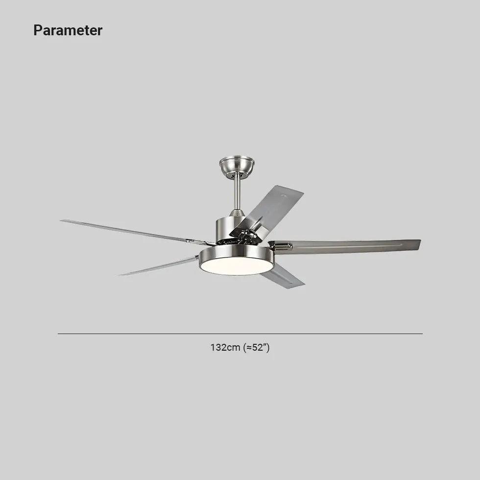Silver Industrial Ceiling Fan with Light for Living Room, Bedroom - Modern Farmhouse Style, Energy Efficient, Remote Control Included