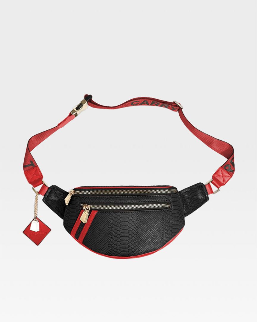 Apollo 1 Fanny Pack - Black & Red Waist Bag for Men & Women | Perfect for Hiking, Travel, Running & Outdoor Activities