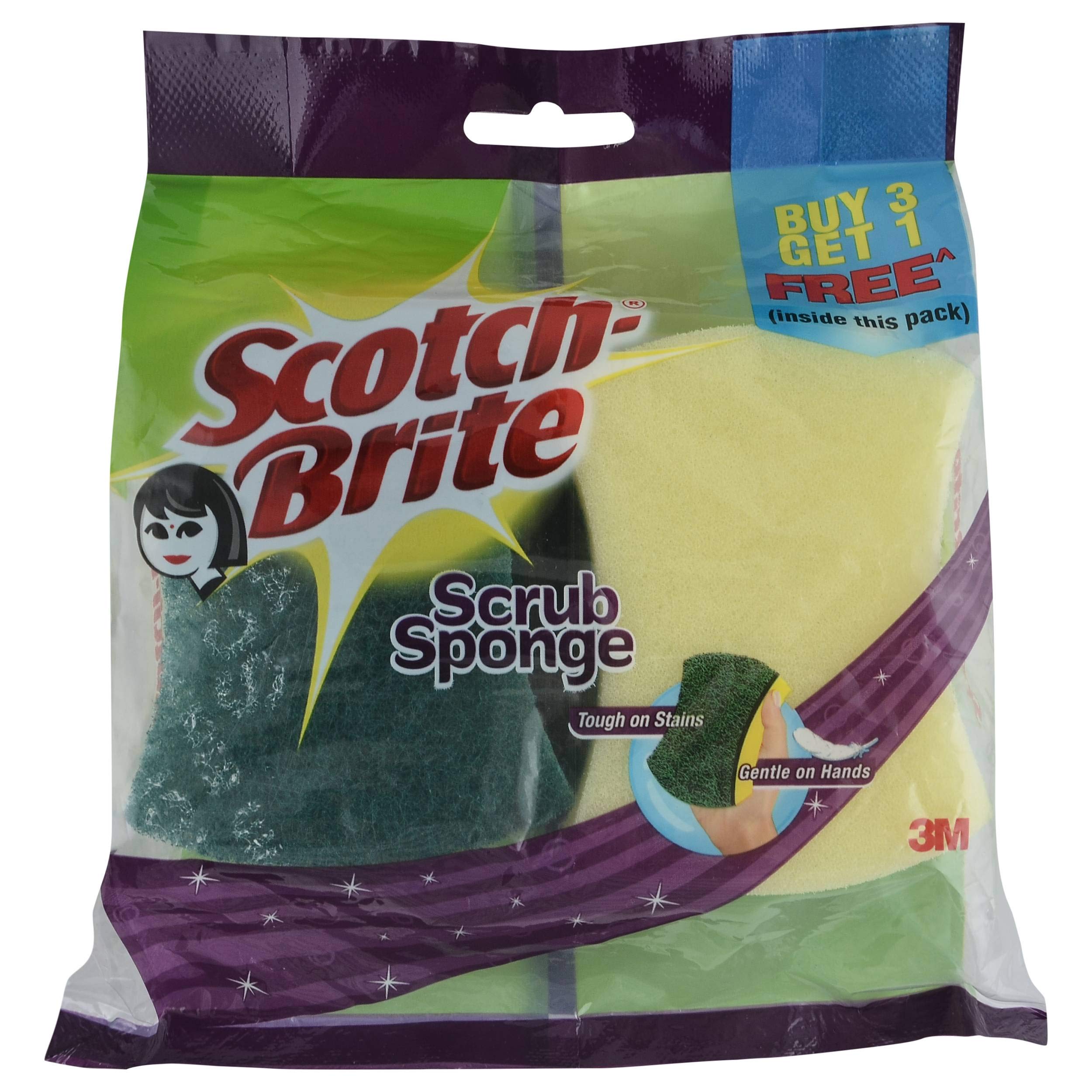 Scotch Brite Heavy Duty Scrub Sponge - 20x17.5cm (3 Pack) for Kitchen Cleaning, Dishwashing & Stain Removal | Durable Non-Scratch Pads for Pots, Pans & Cookware