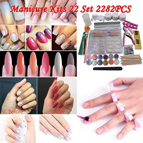 Professional Acrylic Powder & Glitter Nail Art Kit - False Nail Tips & Nail Decoration Tools for DIY Manicures, Salon & Home Use