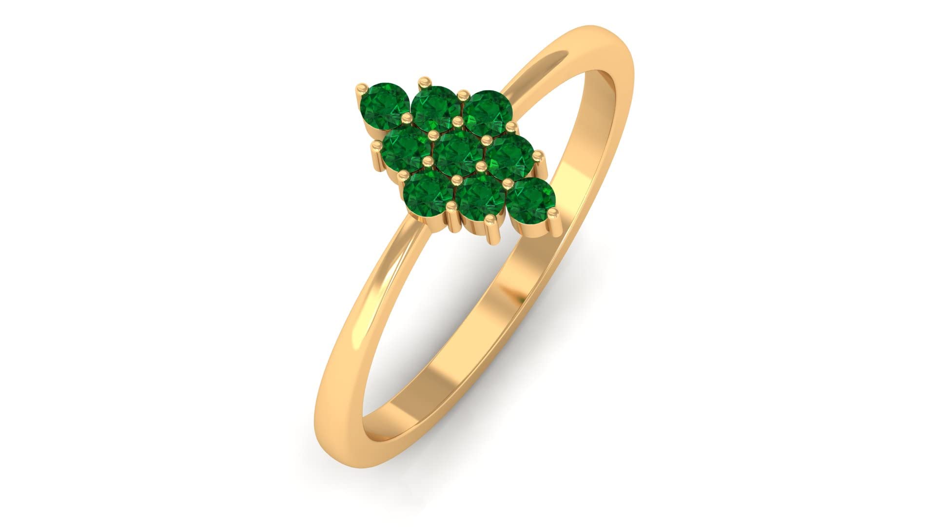 1/4 CT Emerald Cluster Ring for Women - 14K Solid Gold May Birthstone Engagement Ring | Elegant Green Gemstone Jewelry for Weddings, Anniversaries & Special Occasions