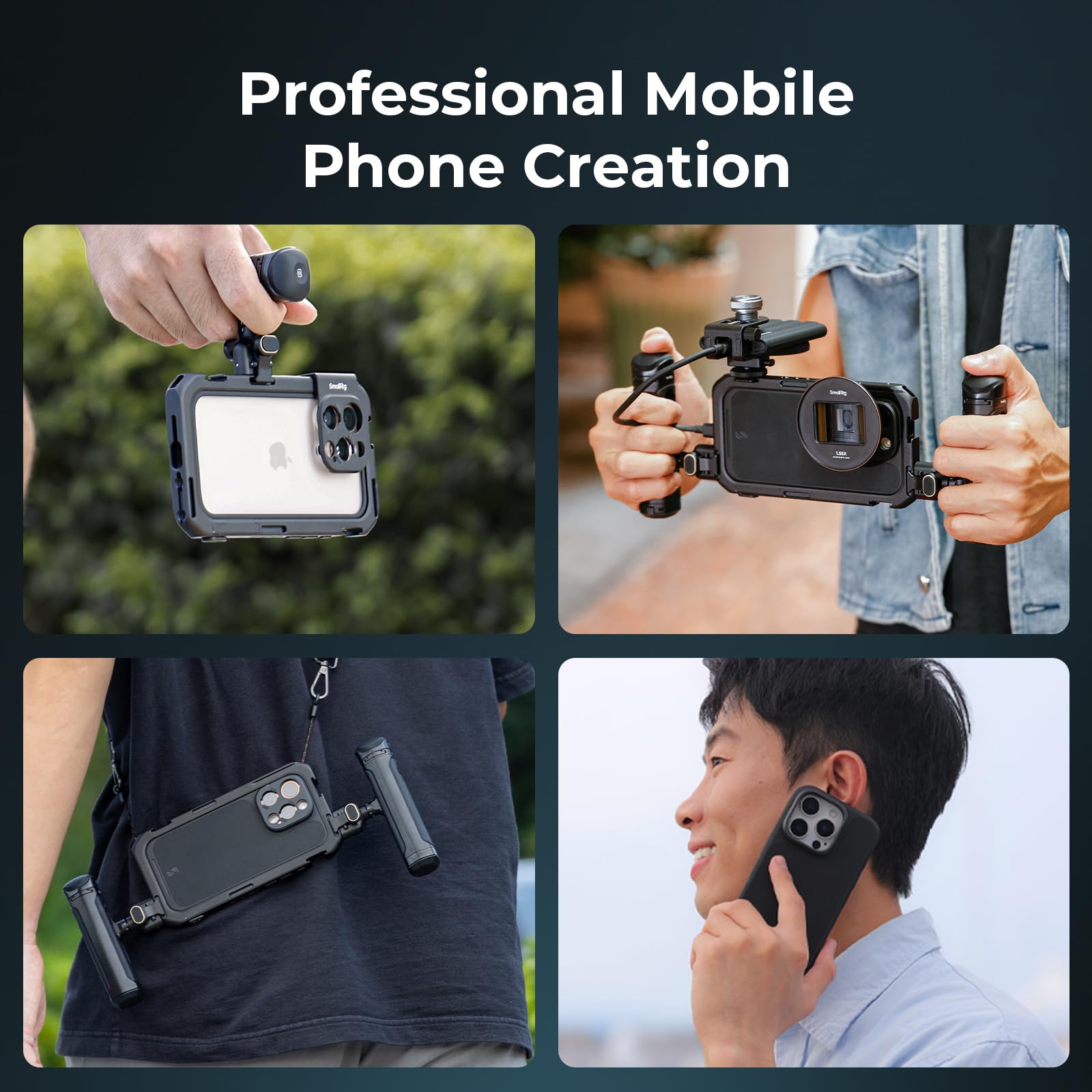 SmallRig iPhone 16 Pro Video Cage Kit - Dual Handheld Rig with Wireless Quick Release Side Handle for Professional Video Recording, YouTube, Live Streaming & Vlogging (Model 5007) - Perfect for Content Creators, Filmmakers and Mobile Videographers