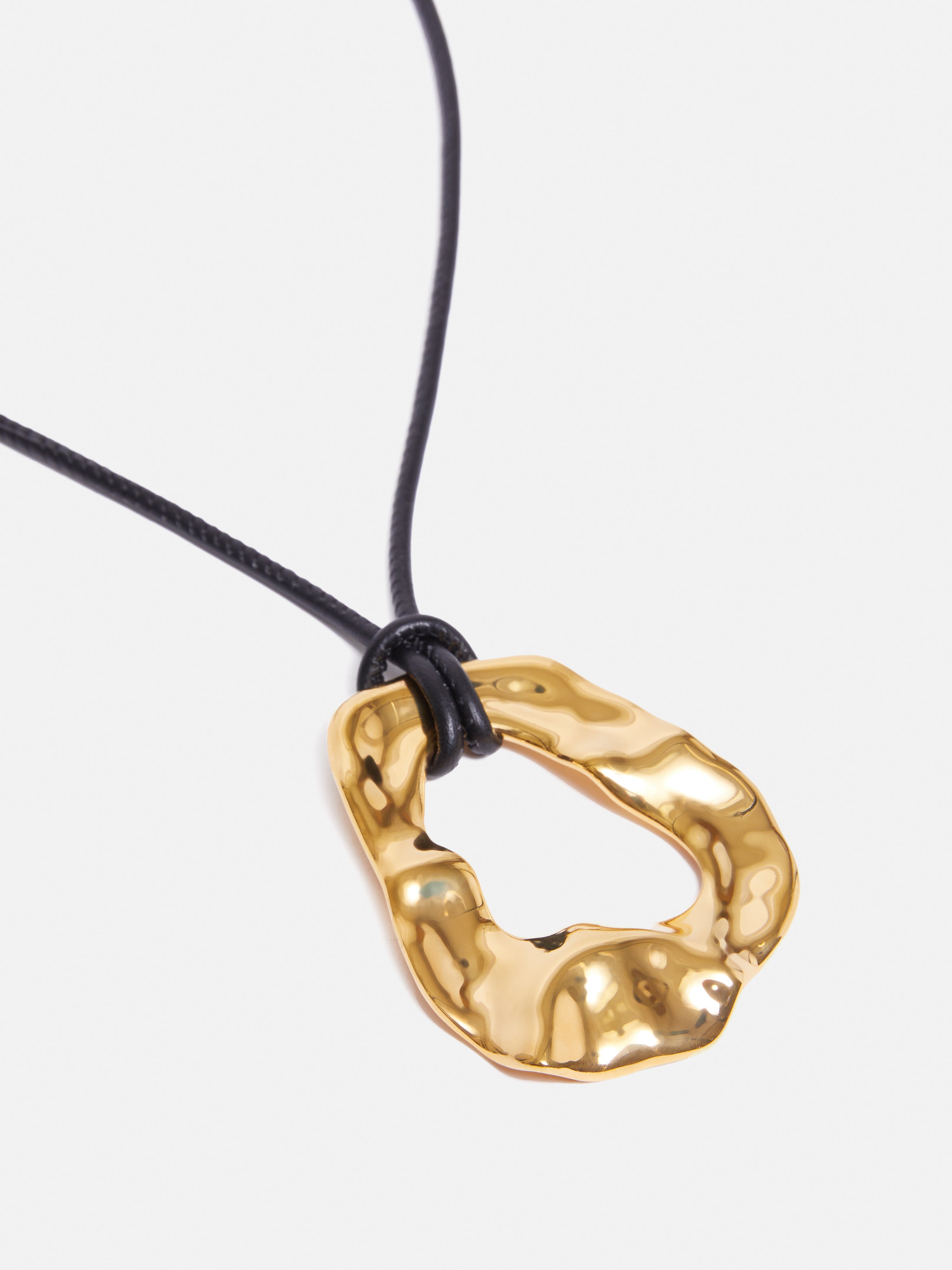 Molten Loop Leather Necklace - Gold Plated Dainty Chain for Women | Perfect for Everyday Wear, Layering & Gift Giving