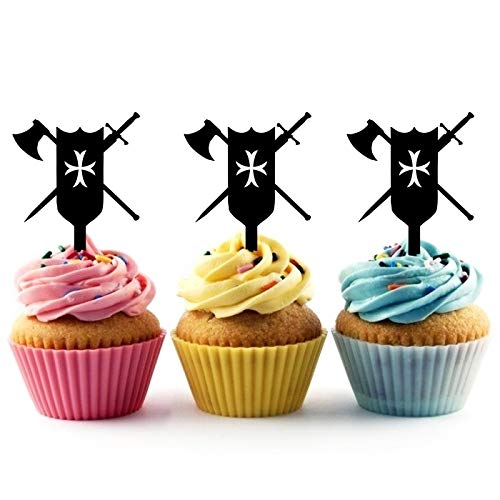10pcs Acrylic Cupcake Toppers - Weapon Silhouette Design for Party, Wedding & Birthday Decorations | Perfect for Halloween, Military Themed Events & Cake Decorating