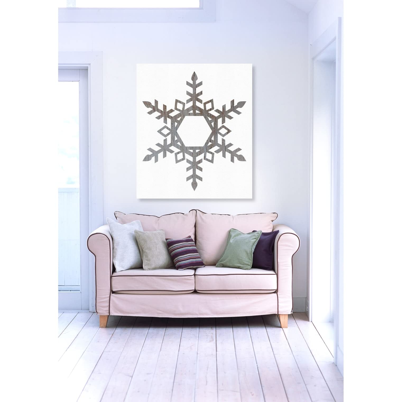 Oliver Gal Artist Co. 'Wood Flake' Holiday Wall Art Canvas Print - 16x16 Inch Gray & White Home Decor - Perfect for Christmas Living Room, Bedroom & Office Decoration