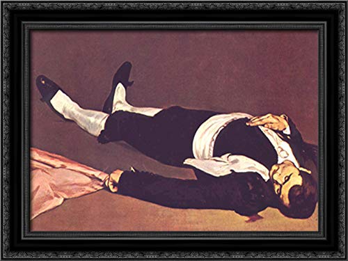 Edouard Manet The Dead Toreador 24x18 Black Ornate Wood Framed Canvas Art Print - Classic Wall Decor for Living Room, Bedroom & Office