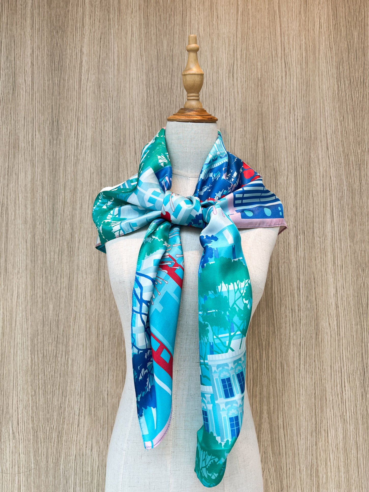 Elegant A City in a Garden Silk Scarf - Luxury Fashion Accessory for Women, Perfect for Office, Party & Travel
