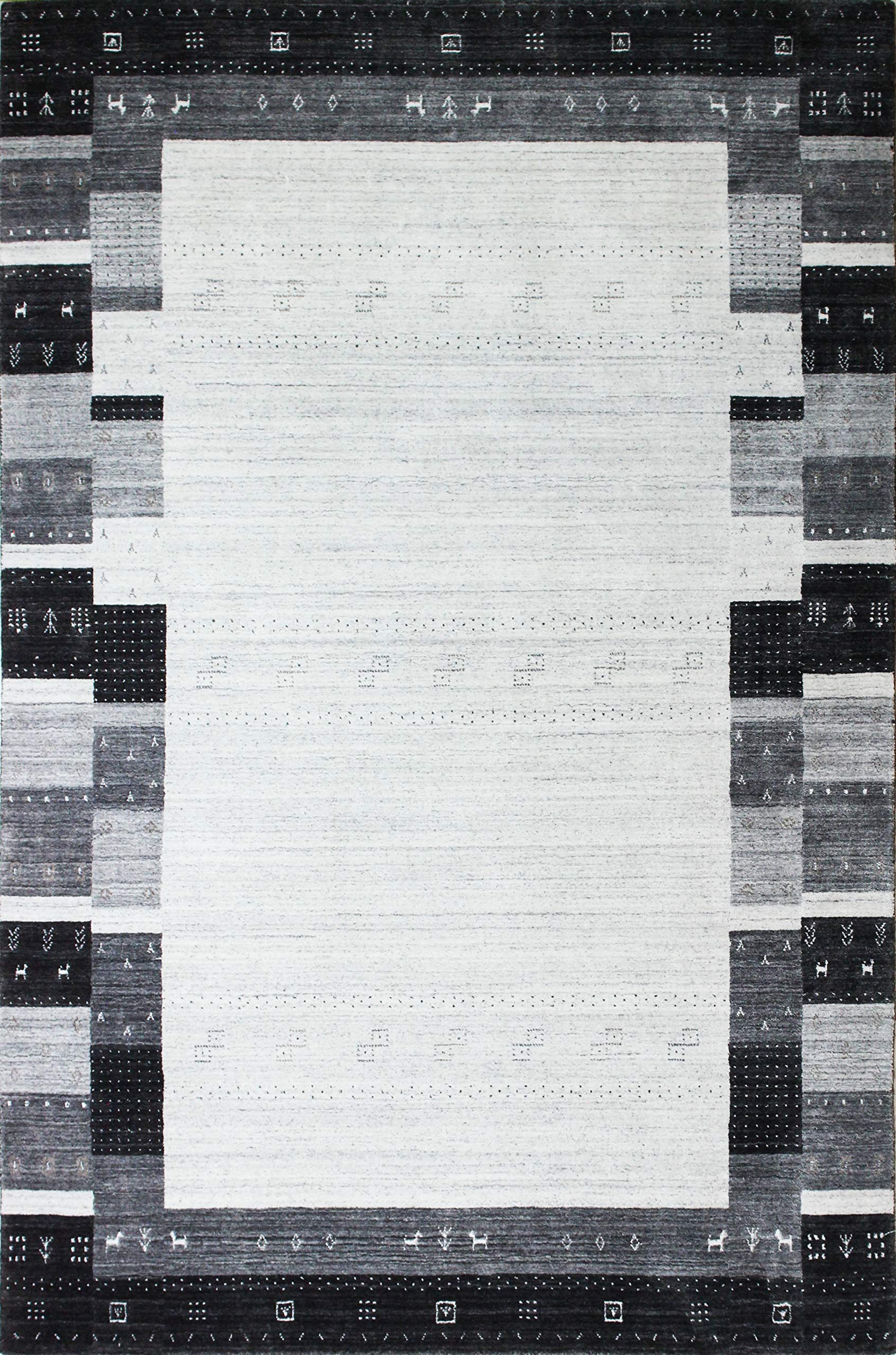 Bashian Collection Handmade Wool & Viscose Area Rug - 2.6’x8’ Ivory/Chargray Luxury Runner - Perfect for Entryway, Living Room, Bedroom Decor - Soft & Durable Home Floor Covering for High Traffic Areas
