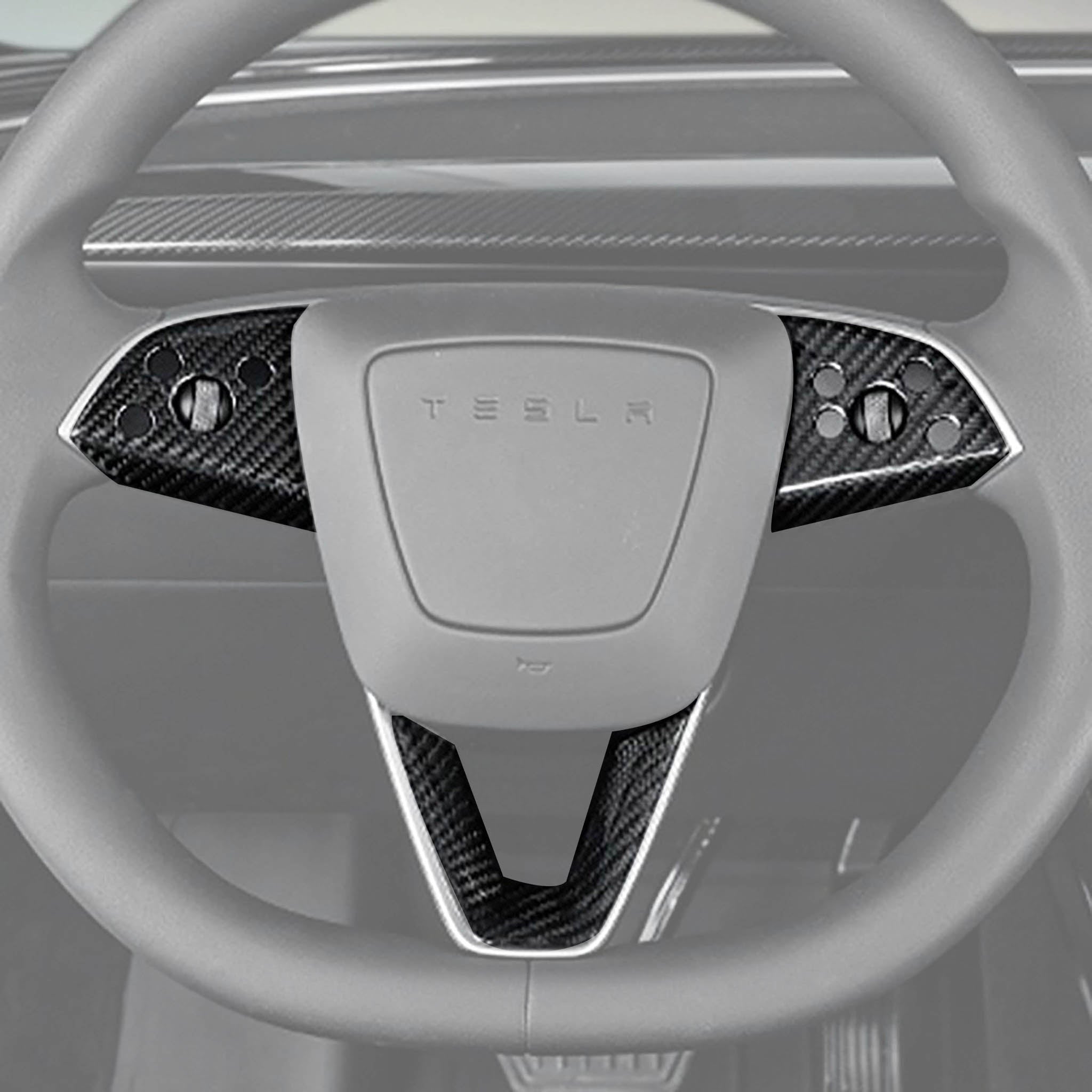 Premium Carbon Fiber Steering Wheel Trim Kit for Tesla Model 3 Highland - 3-Piece Set (Matte Finish) - Enhance Interior Style & Grip for Daily Driving & Road Trips