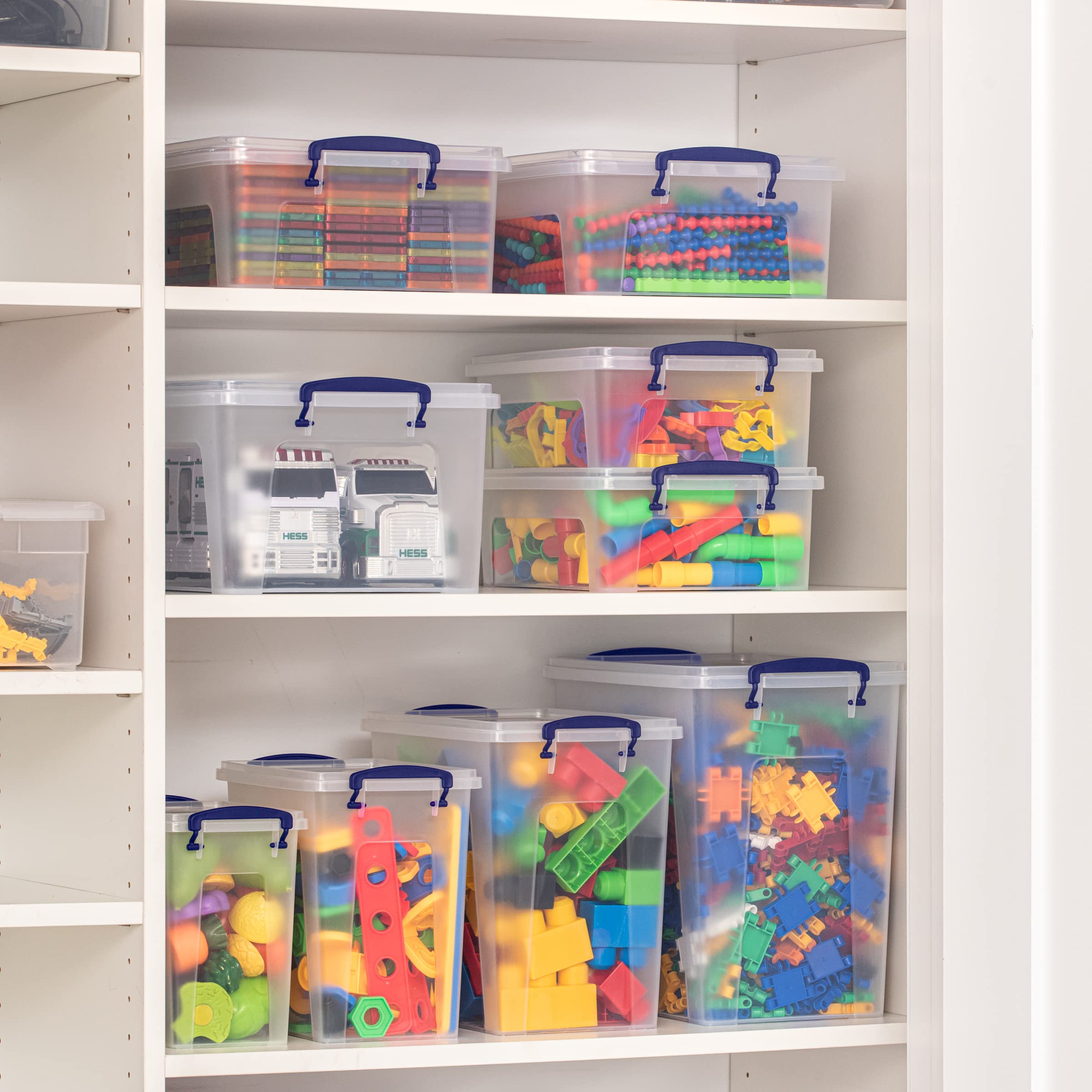 Superio Clear Stackable Storage Bins with Lids - 2 Pack 2.4 Quart Small Plastic Containers with Latches & Handles for Home Organization, Garage Storage, Food Pantry, Accessories & Supplies - Perfect for Closet, Kitchen & Office Use