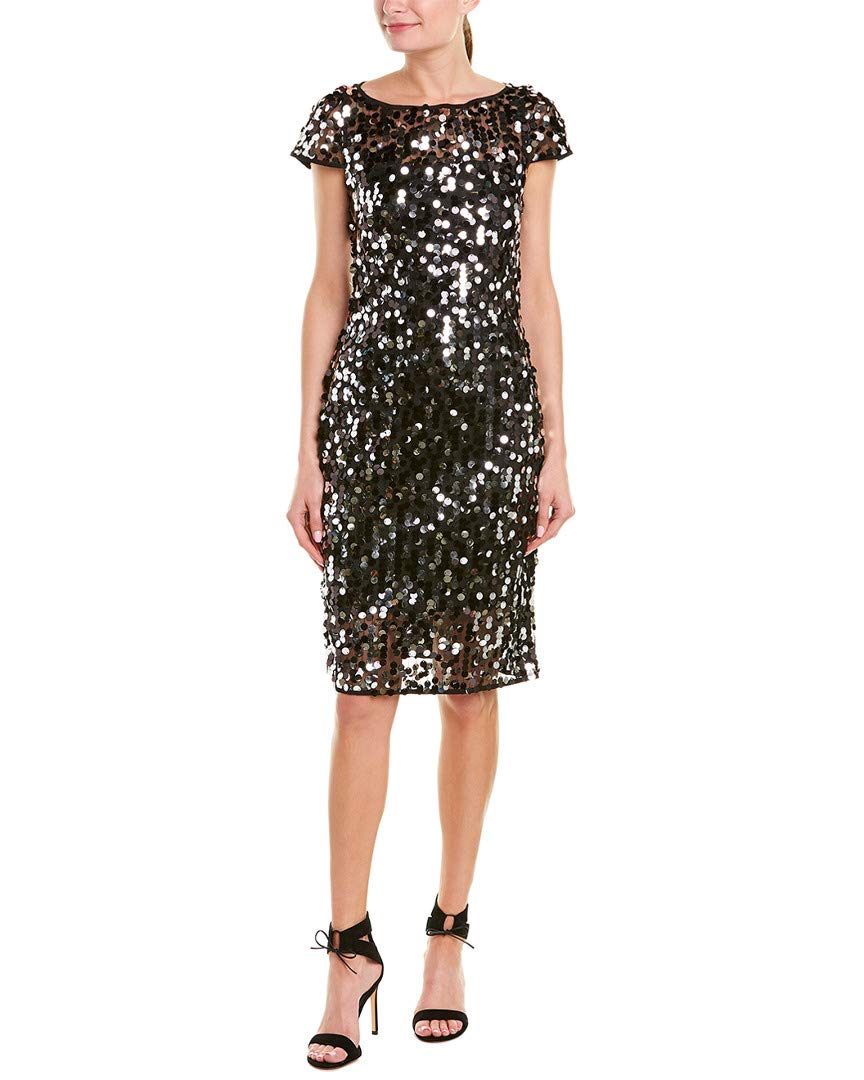 Milly Women's Sequin Short Sleeve Slim Midi Dress - Elegant Party Wear for Cocktail Events, Evening Occasions & Special Celebrations