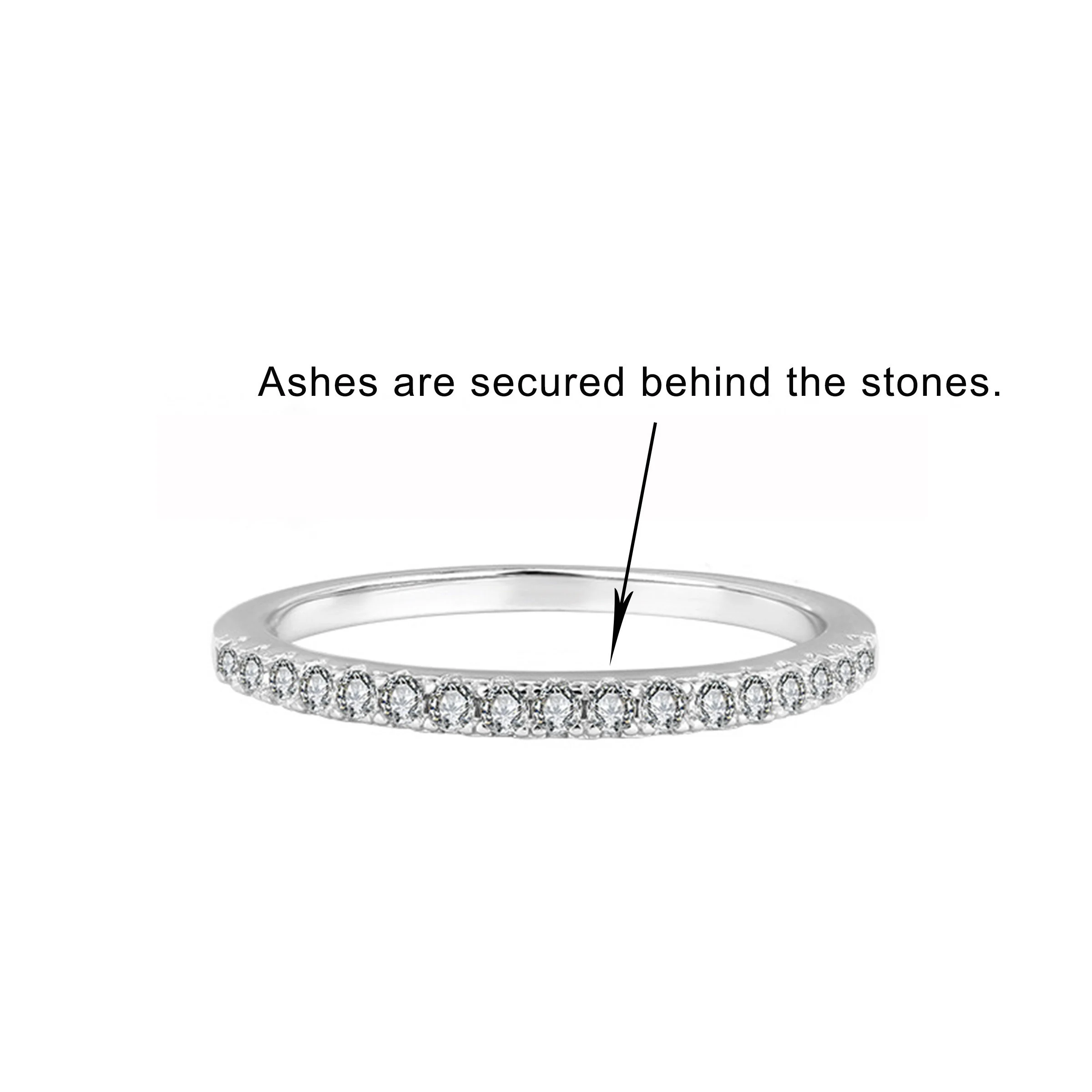 Elegant Spark: Half Pavé Ring Ashes Ring - Dainty Stackable Ring for Women, Perfect for Everyday Wear, Anniversary Gifts & Special Occasions