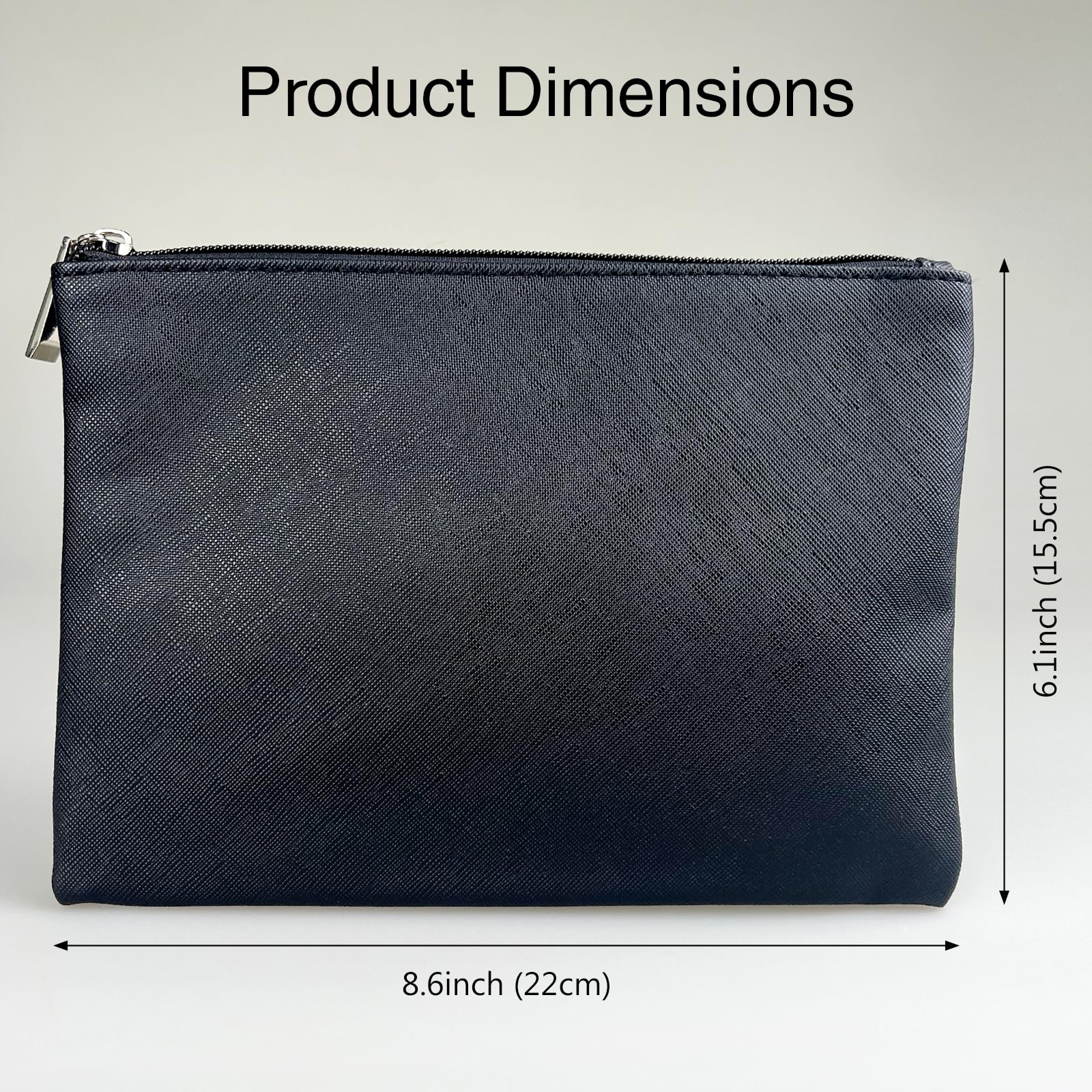 Compact Vegan Leather Makeup Bag for Travel | Small Zippered Cosmetic Pouch for Women | Black | Perfect for On-the-Go Essentials & Airplane Carry-On