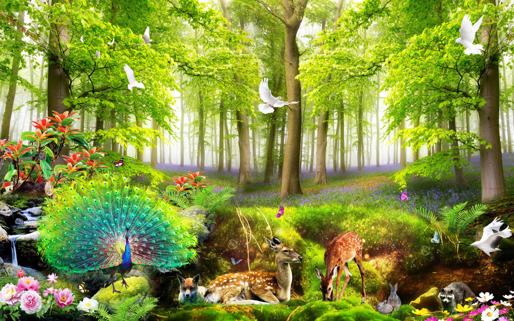 3D Nature Forest & Animals Print 100% Australian Made Wall Art - Perfect for Living Room, Bedroom & Nursery Decor
