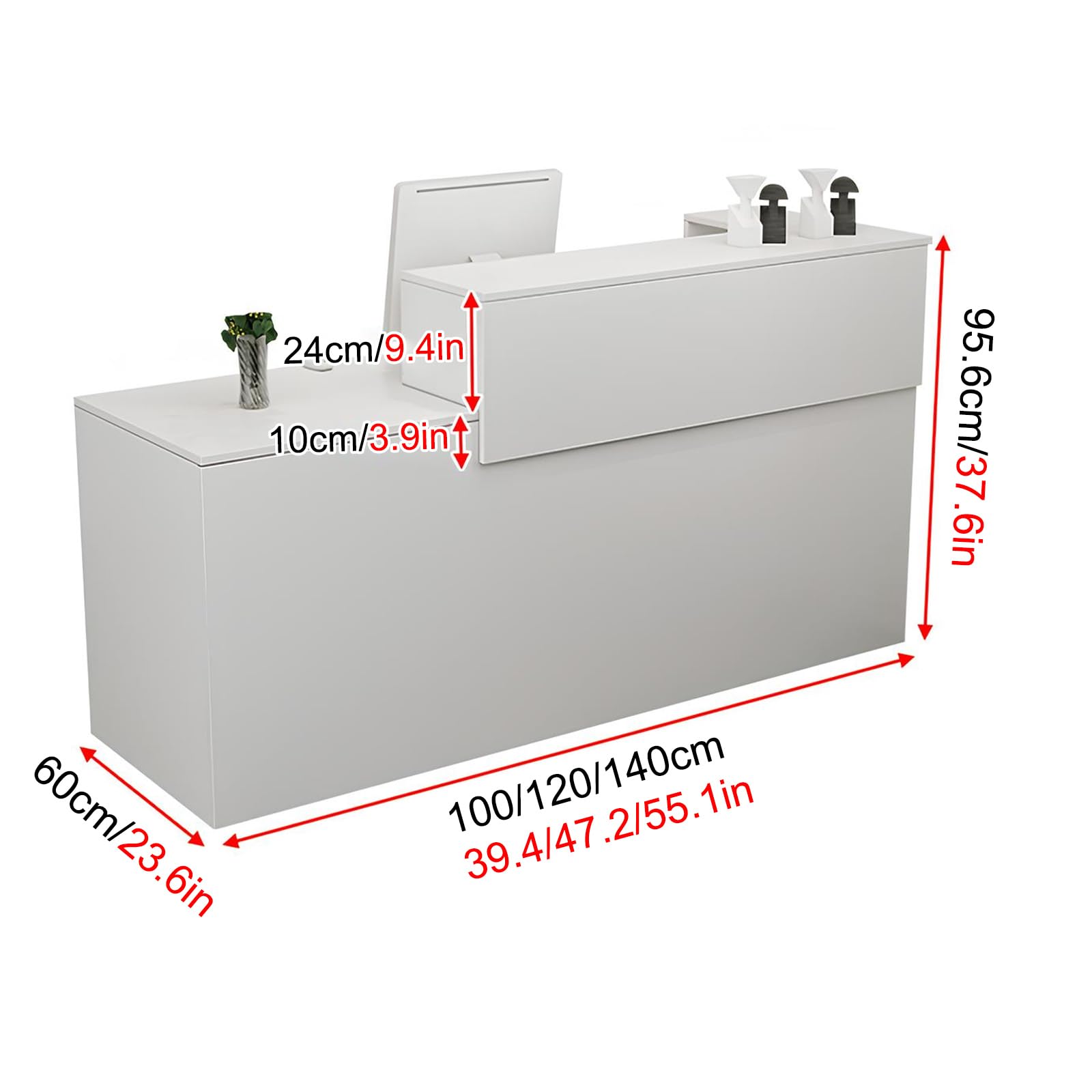 Modern Reception Desk with Storage - 47.2