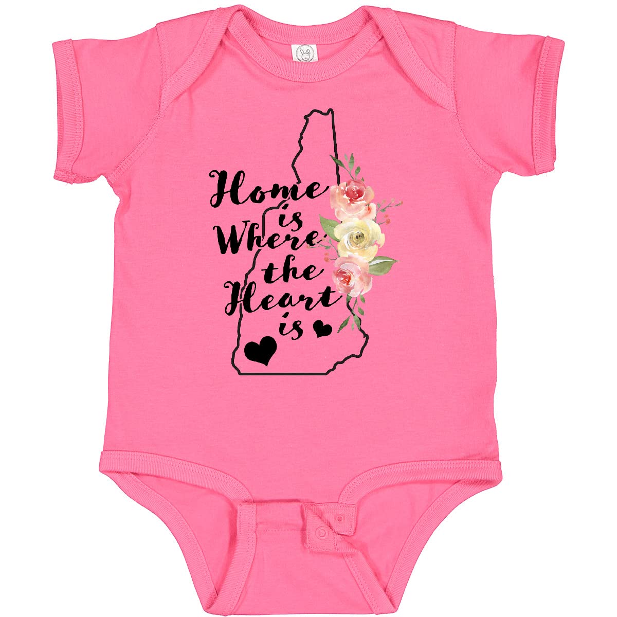 Inktastic New Hampshire Home is Where The Heart is Watercolor Baby Bodysuit - Soft Cotton Infant Onesie for Newborns & Toddlers - Perfect for Family Photos, Holidays & Everyday Wear