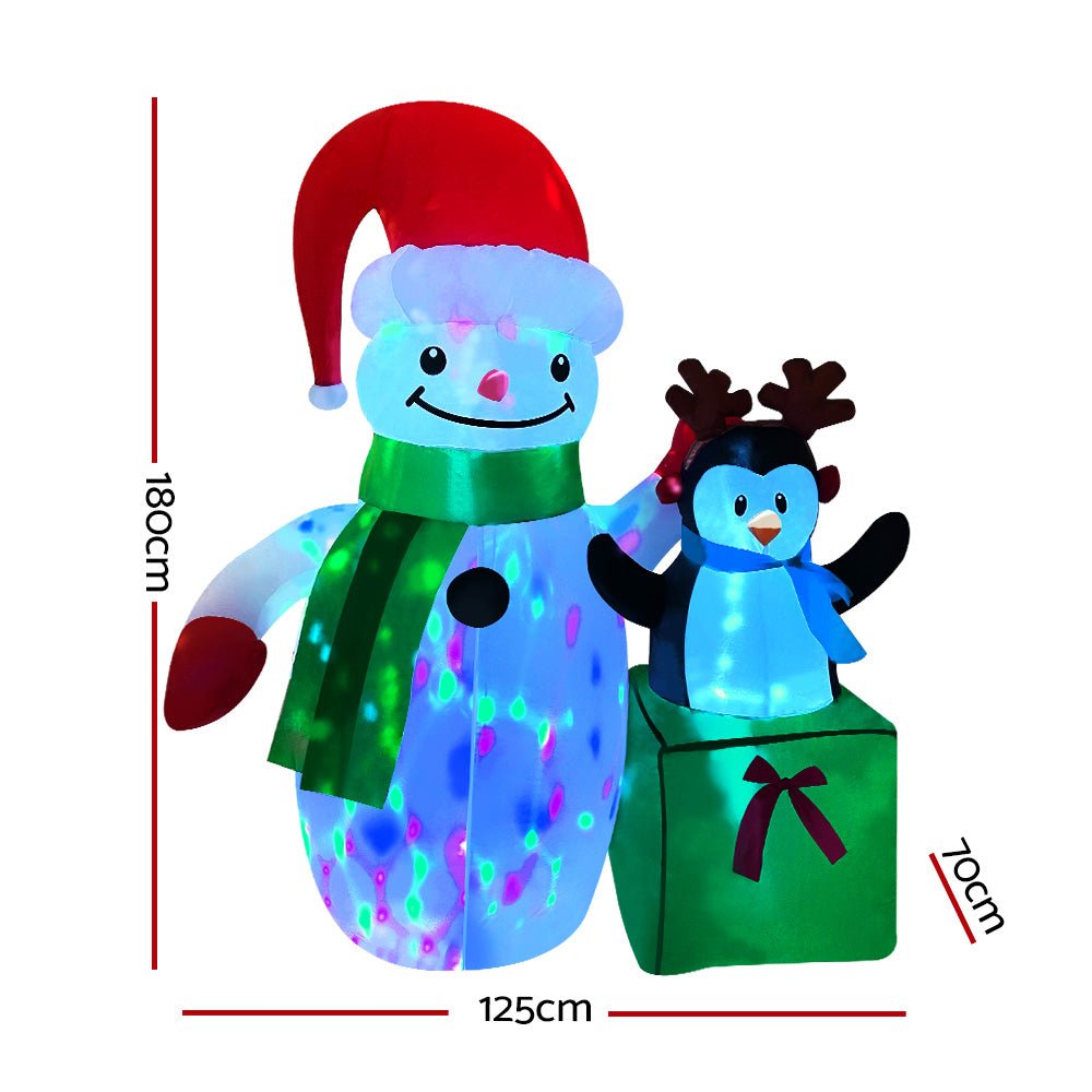 2.4M Inflatable Snowman with LED Lights - Outdoor Christmas Decorations for Yard, Garden & Holiday Party Decor