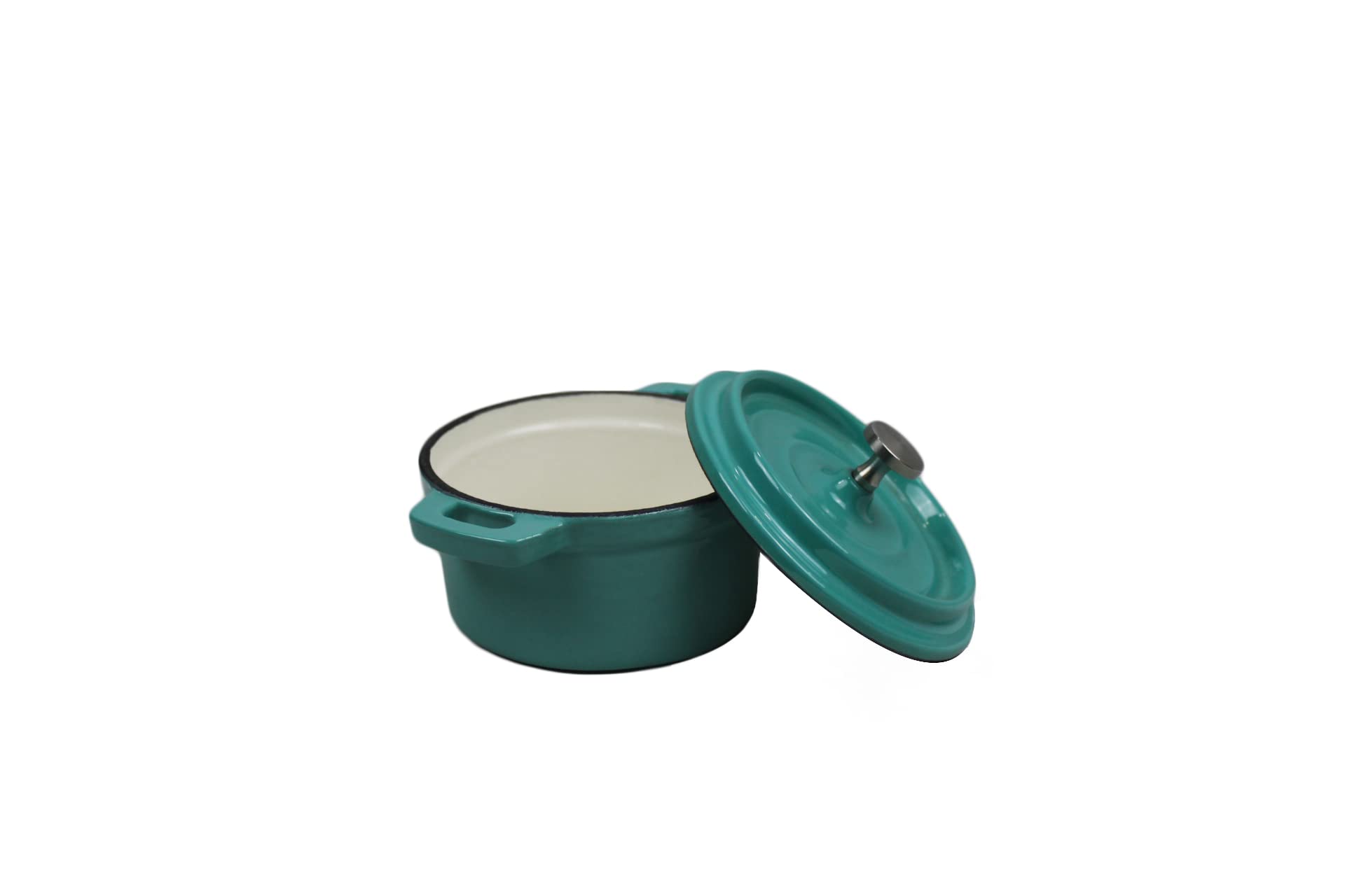 Mini 0.25 Qt. Enameled Cast Iron Pot in Aqua Blue - Perfect for Individual Servings, Small Batch Cooking & Kitchen Decor